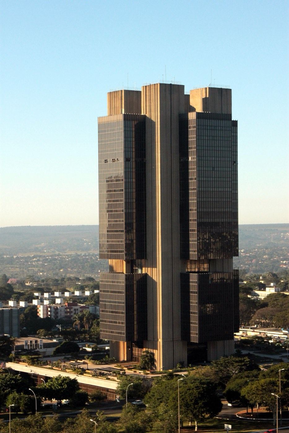 The headquarters tower of the Banco Central do Brasil in Brasília