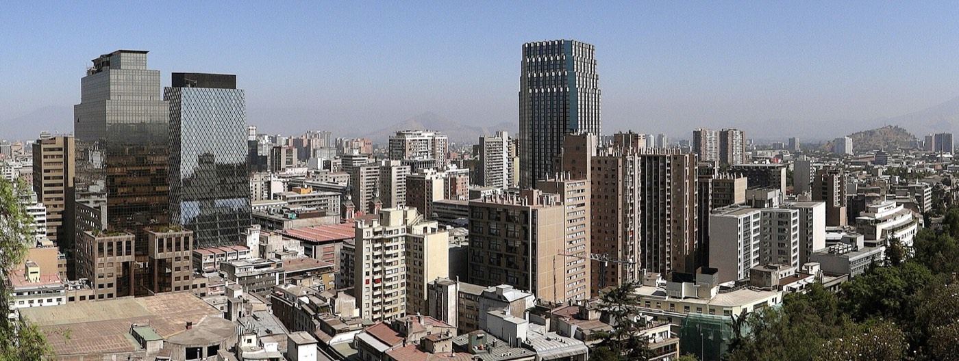 Central Santiago de Chile, with the hills visible behind the city
